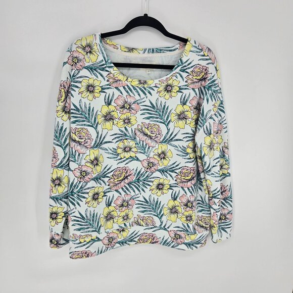 Lou and grey womens size large tropical floral terry cloth pullover sweatshirt - Picture 8 of 8